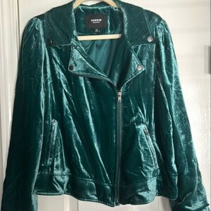EUC velour emerald green jacket
